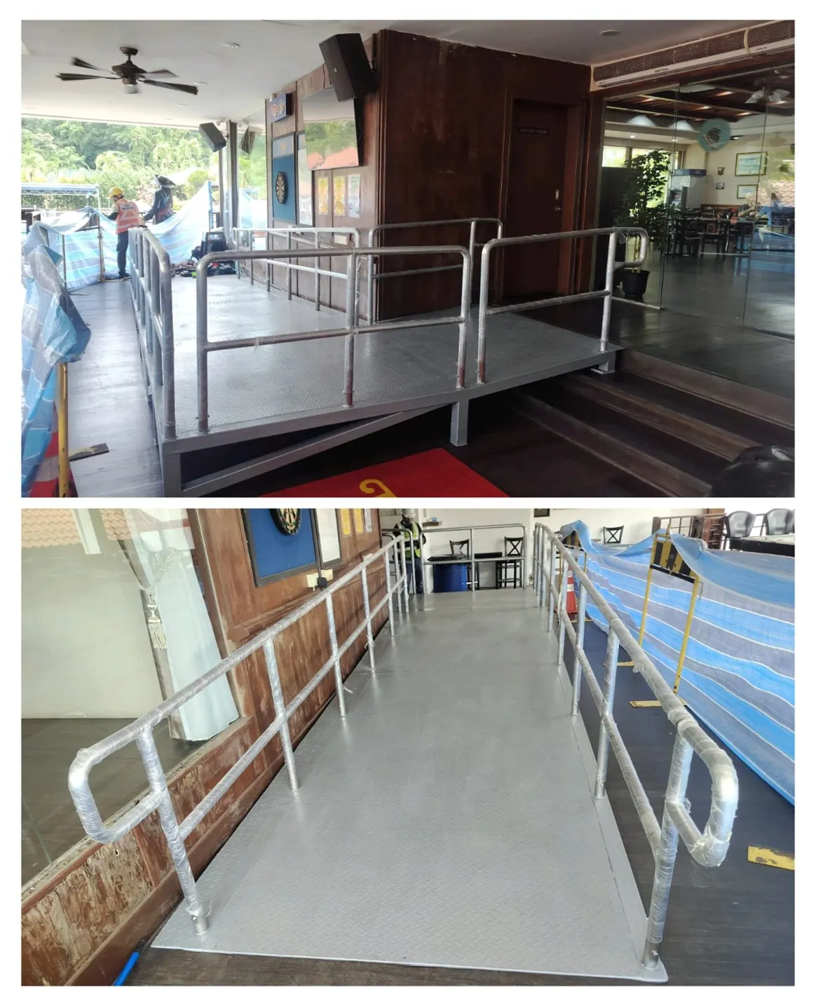 Access ramp and railing installation
