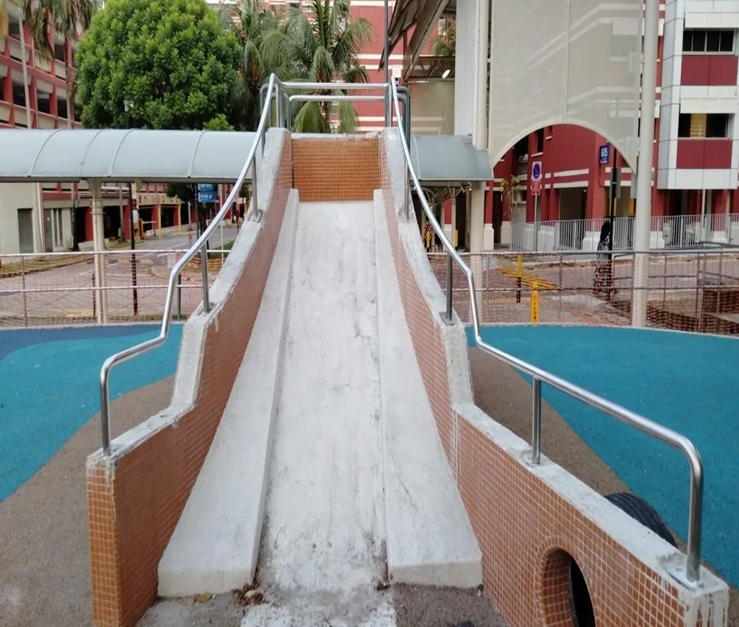 Custom playground steel slide detail