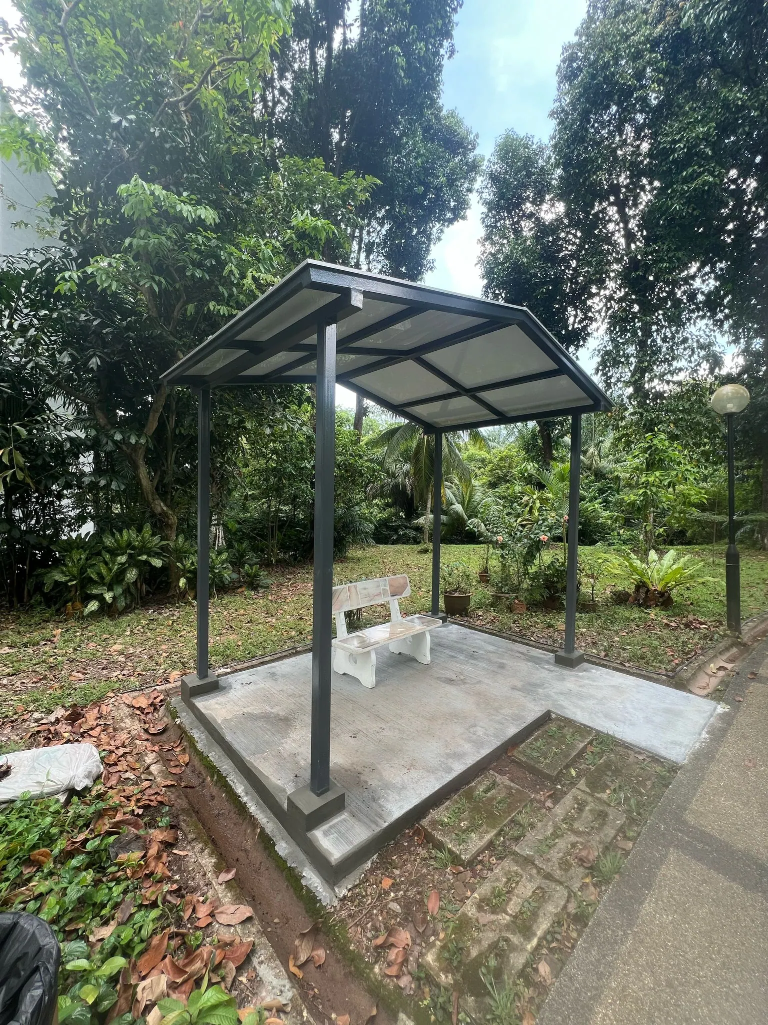 Completed steel shelter and walkway installation